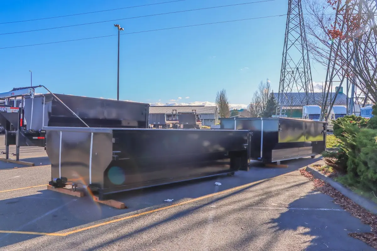 Roll-off dumpster ready for waste disposal at job site for Concrete Dumpster Rental in Edina